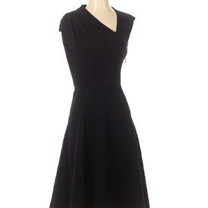 Tracy Reese Asymmetrical Neck Midi Dress Navy Blue (4)